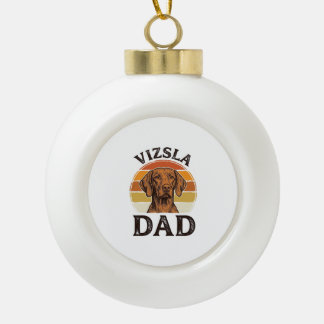 Adorno De Cerámica Tipo Bola Diseño de perro grabado vintage de Vizsla Dad_1