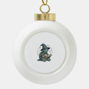 Adorno De Cerámica Tipo Bola Diseño de vector de brujo de tortuga linda leyendo