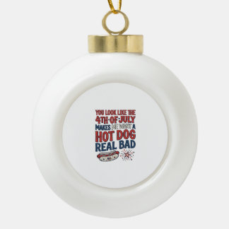 Adorno De Cerámica Tipo Bola Diseño divertido de camiseta patriótica de hot dog
