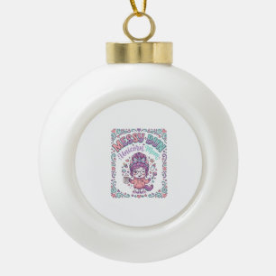 Adorno De Cerámica Tipo Bola Diseño gráfico de estilo retro de unicornio con mo