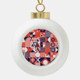 Adorno De Cerámica Tipo Bola Diseño retro Bauhaus, geométrico colorido.