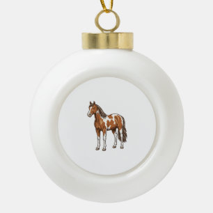 Adorno De Cerámica Tipo Bola Diseño vectorial de caballo Pinto grabado vintage_