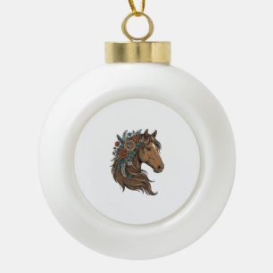 Adorno De Cerámica Tipo Bola diseño vectorial de cabeza de caballo floral vinta