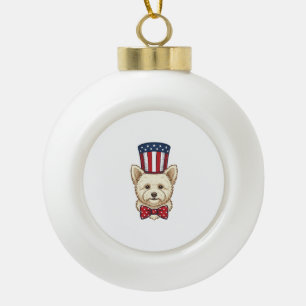 Adorno De Cerámica Tipo Bola Diseño vectorial vintage de perro patriótico con s