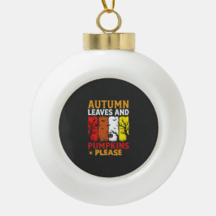Adorno De Cerámica Tipo Bola Diseño Vintage de Otoño de Halloween Hojas y Calab