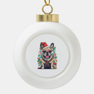 Adorno De Cerámica Tipo Bola Divertidos Navidades de árboles de perros Bulldog 