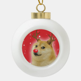 Adorno De Cerámica Tipo Bola Doge Dogright Doggo Dog Navidades Meme Card red