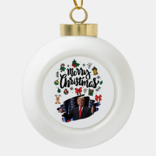 Adorno De Cerámica Tipo Bola Donald Trump Feliz Navidad