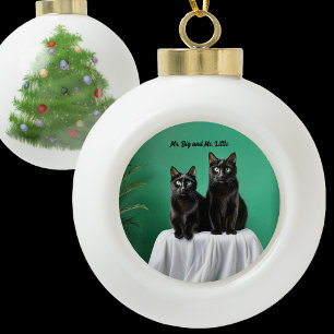 Adorno De Cerámica Tipo Bola Dos Gatos 