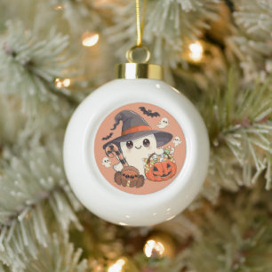 Adorno De Cerámica Tipo Bola Dulce Fantasma de Halloween al Estilo Kawaii