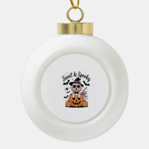 Adorno De Cerámica Tipo Bola Dulce y espeluznante perro de Halloween