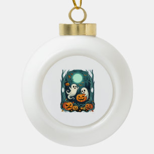 Adorno De Cerámica Tipo Bola Dulces fantasmas de Halloween y bosque de Jack O L
