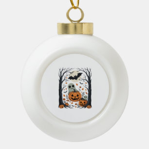 Adorno De Cerámica Tipo Bola Dulces fantasmas de Halloween y bosque de Jack O L