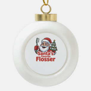 Adorno De Cerámica Tipo Bola El hilo dental favorito de Santa Navidad Dentista