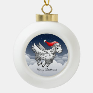 Adorno De Cerámica Tipo Bola El maravilloso cordero de Navidad de Santa