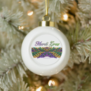 Adorno De Cerámica Tipo Bola El Mardi Gras de SlipperyJoe's Bead Necklaces púrp
