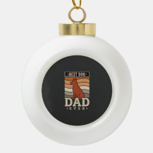 Adorno De Cerámica Tipo Bola El Mejor Papá de Perro Retro Silueta