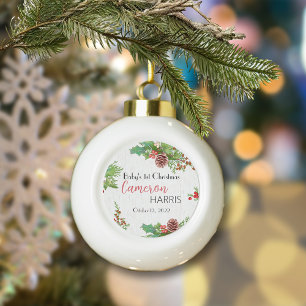 Adorno De Cerámica Tipo Bola El primer hito de Navidades del bebé ruso