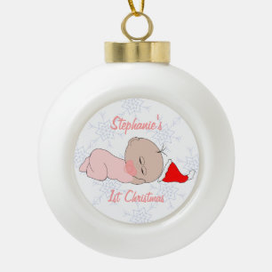Adorno De Cerámica Tipo Bola El primer navidad de las niñas apenas añade el