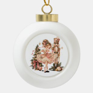 Adorno De Cerámica Tipo Bola Elegant Christmas Ballerina & Nutcracker Ceramic O