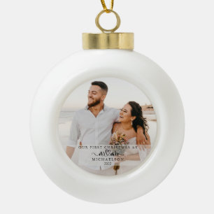 Adorno De Cerámica Tipo Bola Elegante 1er Navidad Casados como Sr y Sra Foto