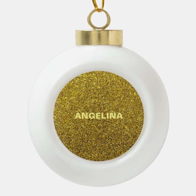 Adorno De Cerámica Tipo Bola elegante dorado Purpurinoso (Anverso)