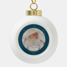 Adorno De Cerámica Tipo Bola Elegante Mi Primer Navidad Foto de Bebé 