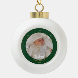 Adorno De Cerámica Tipo Bola Elegante Mi Primer Navidad Foto de Bebé 