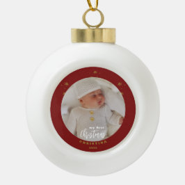 Adorno De Cerámica Tipo Bola Elegante Mi Primer Navidad Foto de Bebé 