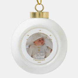 Adorno De Cerámica Tipo Bola Elegante Mi Primer Navidad Foto de Bebé 