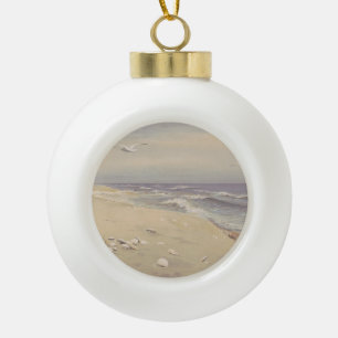 Adorno De Cerámica Tipo Bola En la playa (1879) - Arte costero vintage