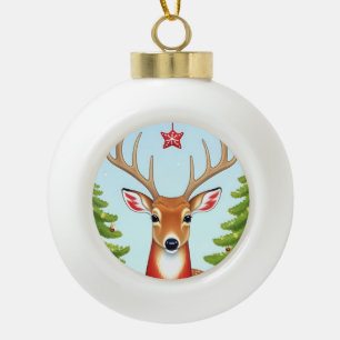 Adorno De Cerámica Tipo Bola Encanto de Navidad en el País de las Ciervas Inver