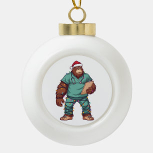 Adorno De Cerámica Tipo Bola Enfermera de Bigfoot Sasquatch Navidad Atención Mé