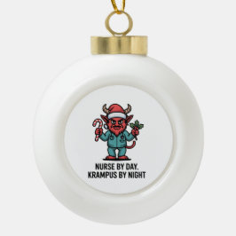 Adorno De Cerámica Tipo Bola Enfermera de día, Krampus de noche, Enfermera 