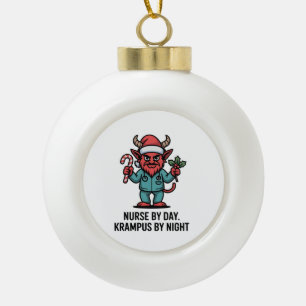 Adorno De Cerámica Tipo Bola Enfermera de día, Krampus de noche, Enfermera 
