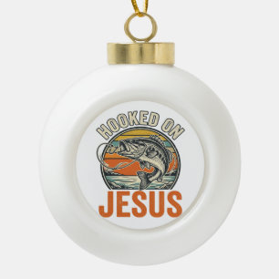 Adorno De Cerámica Tipo Bola Enganchado a Jesús Fe de Pesca de Lubina Vintage