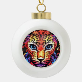 Adorno De Cerámica Tipo Bola Esa Mirada Colorida de Leopardo 