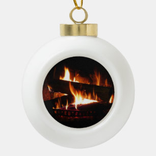 Adorno De Cerámica Tipo Bola Escena de invierno cálido con chimenea para fotogr