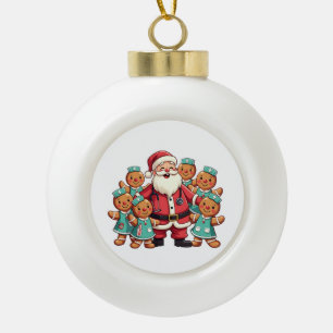 Adorno De Cerámica Tipo Bola Escuadrón de Enfermería de Santa Claus Gingerbread
