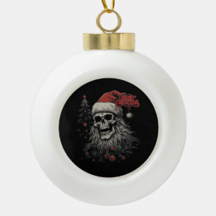 Adorno De Cerámica Tipo Bola Esqueleto Calavera Divertida Feliz Navidad Santa C