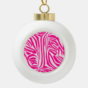 Adorno De Cerámica Tipo Bola Estampado de cebra rosa