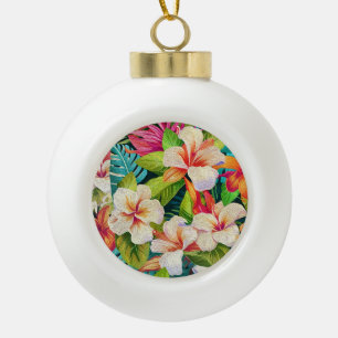 Adorno De Cerámica Tipo Bola Estilo de pintura al óleo floral tropical