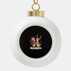 Adorno De Cerámica Tipo Bola Fa La La Llama Luces de Navidad Perezoso Montando 
