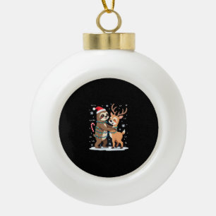 Adorno De Cerámica Tipo Bola Fa La La Llama Luces de Navidad Perezoso Montando 