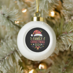 Adorno De Cerámica Tipo Bola Familia 2024 Navidades Equipo Santa