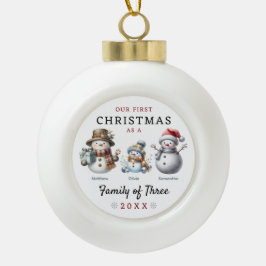 Adorno De Cerámica Tipo Bola Familia de hombres de nieve de la primera Navidad