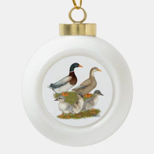 Adorno De Cerámica Tipo Bola Familia de patos de Sajonia