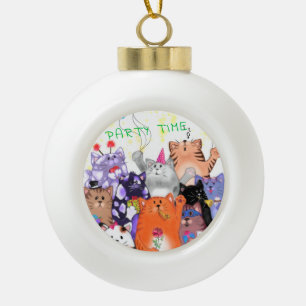 Adorno De Cerámica Tipo Bola Felices gatos Fiestas Personalizados Graciosos
