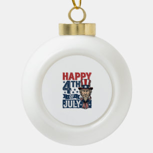 Adorno De Cerámica Tipo Bola Feliz 4 de julio Camiseta vintage patriótica de tí