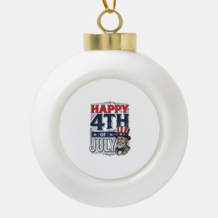 Adorno De Cerámica Tipo Bola Feliz 4 de julio Diseño de camiseta patriótica vin